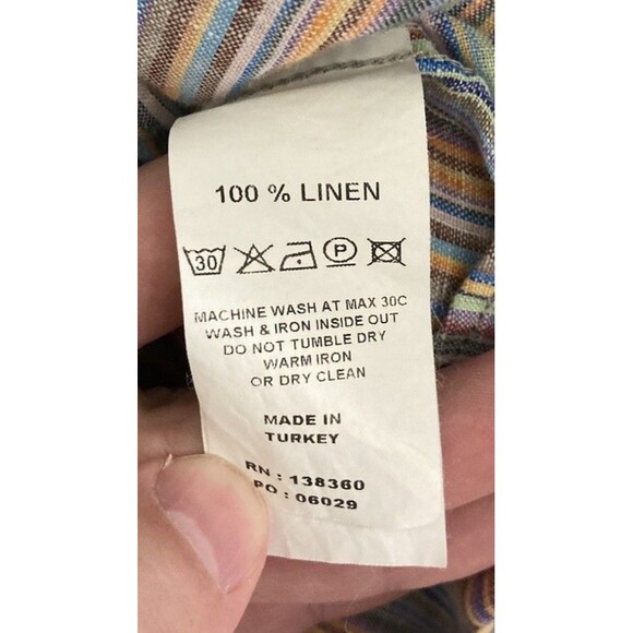 Men's 32 Bar Blues Long Sleeve Shirt Linen Colorful Striped Size Large - Picture 6 of 7